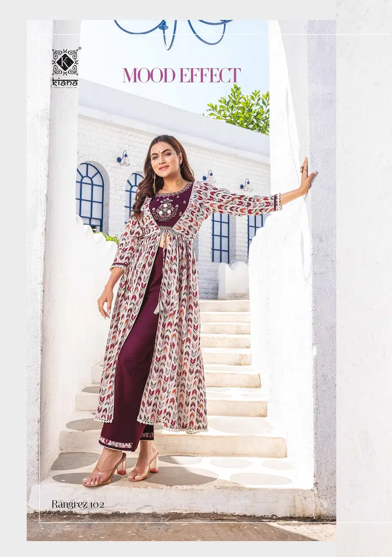 Kiana Rangrez Stylish Kurti Bottom With Jacket Catalog